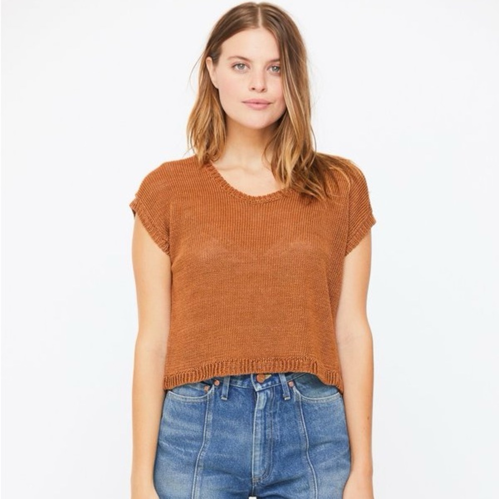 Esby Laurel Sweater Tee in Rust Size Small